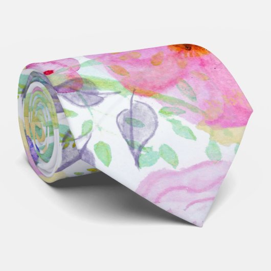 水かわいらし色手の絵を描抽象芸術フローラ ネクタイ (ロール)