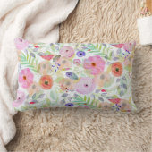 水かわいらし色手の絵を描抽象芸術フローラ ランバークッション (ブランケット)