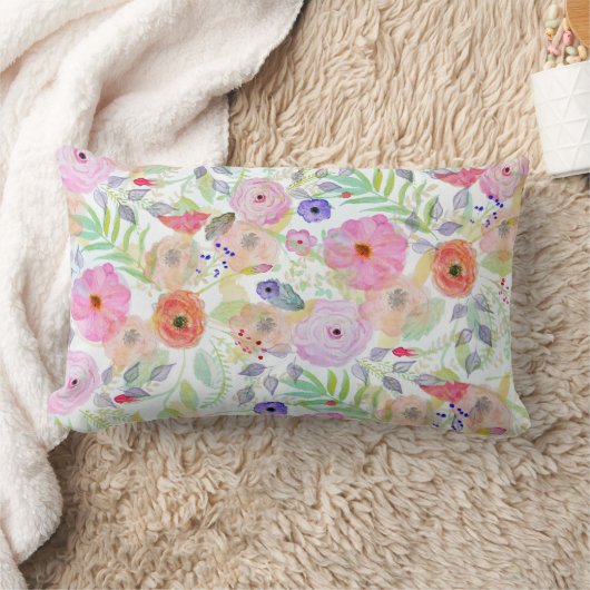 水かわいらし色手の絵を描抽象芸術フローラ ランバークッション