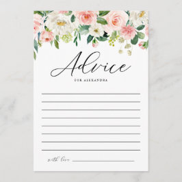 水かわいらし色春の花ブライダルシャワー アドバイスカード
