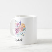 水かわいらし色春フローラポシモノグラム コーヒーマグカップ (正面左)