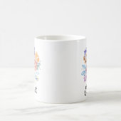 水かわいらし色春フローラポシモノグラム コーヒーマグカップ (中央)