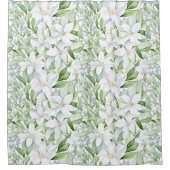 水かわいらし色白い花セージ緑の葉 シャワーカーテン (正面)