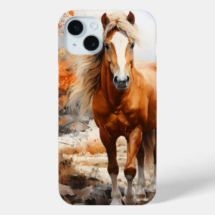 水かわいらし色秋をテーマにした馬 iPhone 15 MINIケース