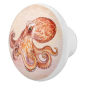 水かわいらし色絵を描のタコおもしろいコ セラミックノブ (右)