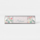 水かわいらし色花植物学 デスクネームプレート (正面)