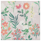 水かわいらし色花植物学 ファブリック (クローズアップ)