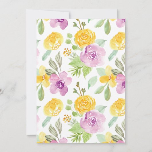 水かわいらし色花模様キッズ5th誕生日パーティー セーブザデート (裏面)