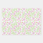 水かわいらし色花模様包装紙セット3 ラッピングペーパーシート (正面)