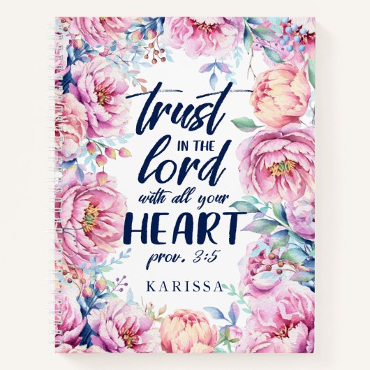 水かわいらし色花模様 |聖なる書物、 経典仕訳帳 ノートブック (正面)