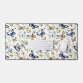 水かわいらし色蝶の花柄 デスクマット (キーボード&マウス)