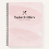 水かわいらし色赤面ピンクカップル空白のレシピ ノートブック (正面)