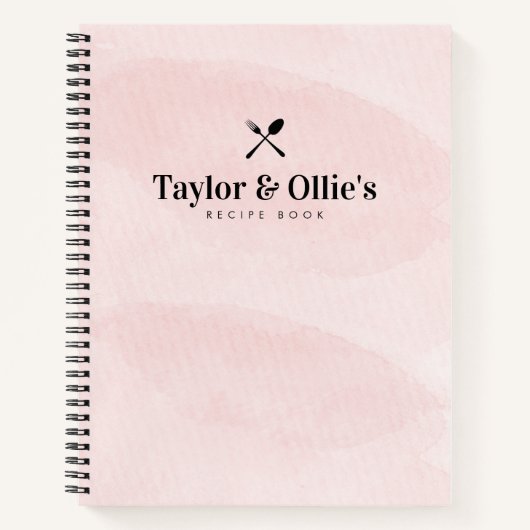 水かわいらし色赤面ピンクカップル空白のレシピ ノートブック (正面)