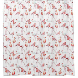 水かわいらし色、ピンクフラミンゴ シャワーカーテン