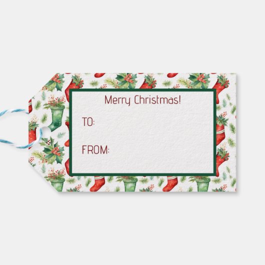 水かわいらし色(緑と赤)ストッキング ギフトタグ (裏面横)