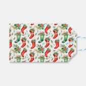 水かわいらし色(緑と赤)ストッキング ギフトタグ (正面(横))