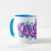 水が付いているピンクのドラゴンははねかけます マグカップ (正面左)