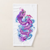 水が付いているピンクのドラゴンはタオルをはねかけます ハンドタオル (ハンドタオル)