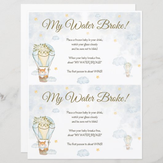 水が壊れた！赤ちゃんシャワーゲーム (正面/裏面)