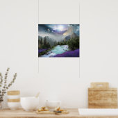 水が湧き出る魔法の自然風景 ポスター (キッチン)