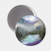 水が湧き出る魔法の自然風景 マグネット (正面/裏面)