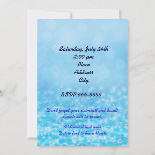 水きらめくビーチプールパーティの招待状 招待状 (裏面)