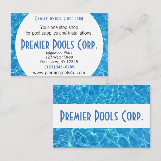 水きらめくプールスパデザイン名刺 名刺 (正面/裏面)