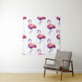 水しぶきとフラミンゴ：水彩模様 タペストリー (インサイチュ)