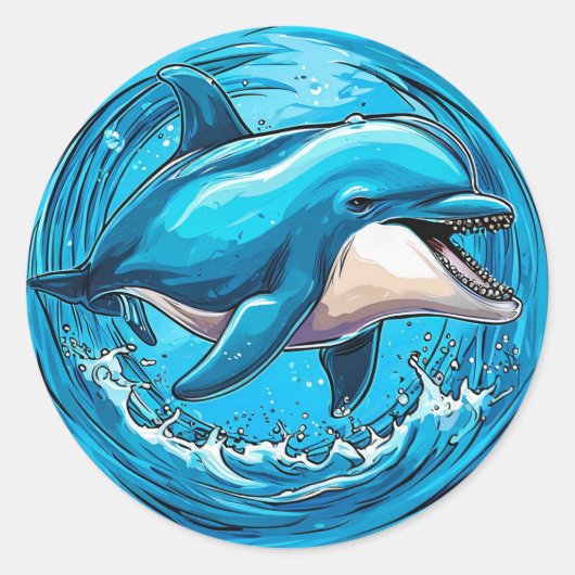 水しぶきをあげてジャンプするイルカ ラウンドシール (正面)