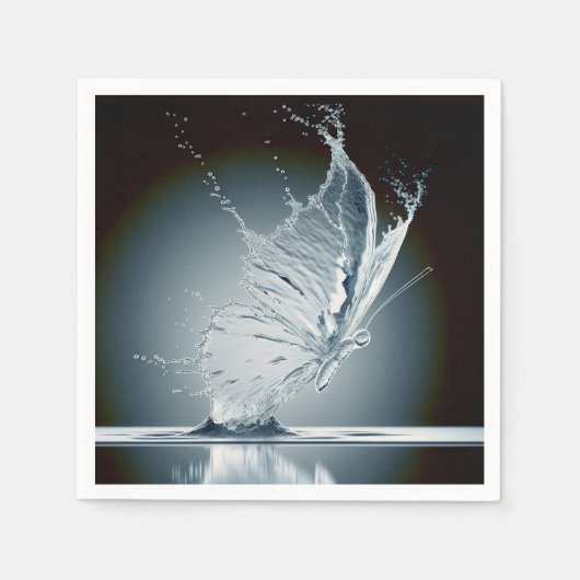水しぶきを作成する蝶 スタンダードカクテルナプキン (正面)