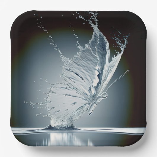水しぶきを作成する蝶 ペーパープレート (正面)