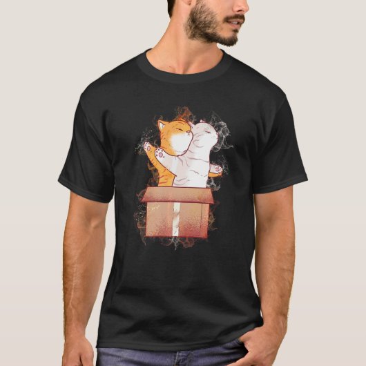 水しぶきネコ段ボール猫 Tシャツ (正面)