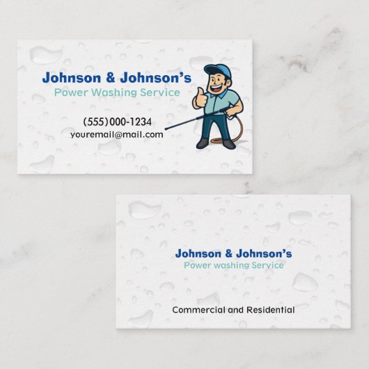 水しぶきプロフェッショナル圧洗浄サービス 名刺 (正面/裏面)