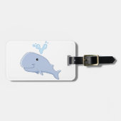 水しぶき動物付きかわいいクジラ ラゲッジタグ (正面横)