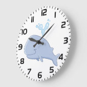 水しぶき動物付きかわいいクジラ ラージ壁時計 (傾斜)