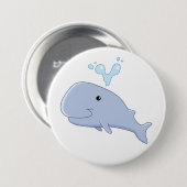 水しぶき動物付きかわいいクジラ 缶バッジ (正面&裏面)
