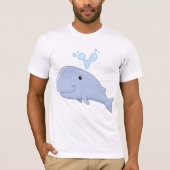 水しぶき動物付きかわいいクジラ Tシャツ (正面)