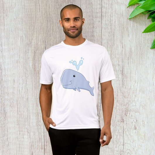 水しぶき動物付きかわいいクジラ Tシャツ