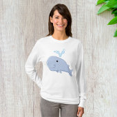 水しぶき動物付きかわいいクジラ Tシャツ