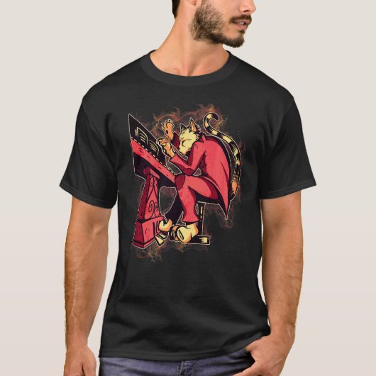 水しぶき猫ピアノ Tシャツ (正面)