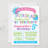 水しぶき誕生日パーティー ピンクパーティー 招待状 (正面)