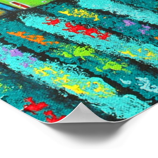 水たまりが飛び跳ねる象アートポスター ポスター (角)