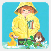 水たまりのおもしろい スクエアシール (正面)