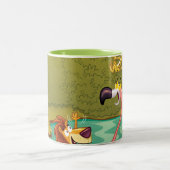 水たまりの日没 ツートーンマグカップ (中央)