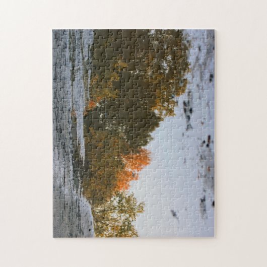 水たまりの秋の自然 ジグソーパズル (縦)