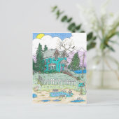 水たまり、虹を追いかける ポストカード (スタンド正面)