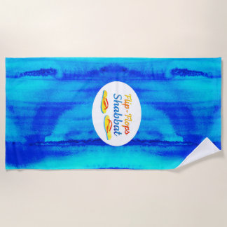 水っぽいブルースフリップフロップスシャブバット ビーチタオル