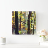 水っぽい森 スクエア壁時計 (ホーム)