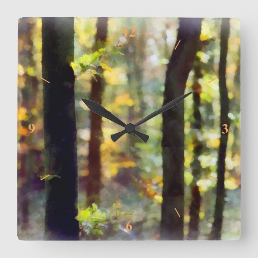 水っぽい森 スクエア壁時計 (正面)