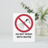 水でスプレーしない、禁止の標識 ポストカード (スタンド正面)